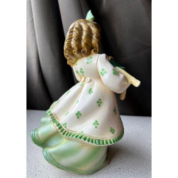 Signed Shull Ceramic Chalkware Girl with Doll 9” Figurine - Picture 6 of 9
